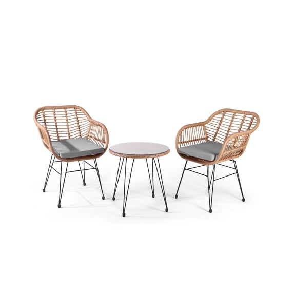 WestinTrends 3-Piece Outdoor Patio Conversation Seating Set, Gray