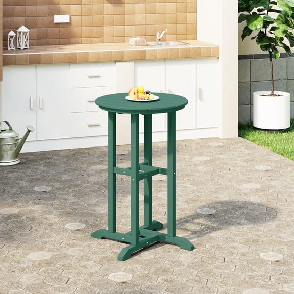 WestinTrends Outdoor 37" Counter Height HDPE Outdoo Bistro Bar Table, Dark Green