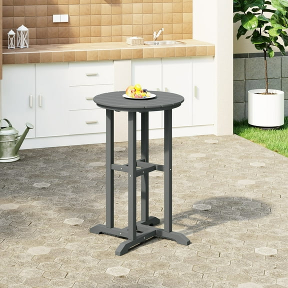 WestinTrends Outdoor 37" Counter Height HDPE Outdoo Bistro Bar Table, Gray