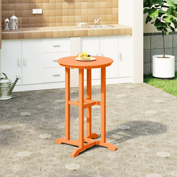 WestinTrends Outdoor 37" Counter Height HDPE Outdoo Bistro Bar Table, Orange