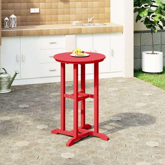 WestinTrends Outdoor 37" Counter Height HDPE Outdoo Bistro Bar Table, Red
