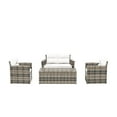 thumbnail image 1 of WestinTrends 4-Piece Conversation Set with Back Cushions PE Rattan Furniture, Brown/White, 1 of 10