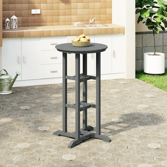 WestinTrends Outdoor 42" Height HDPE Outdoo Bistro Bar Table, Gray