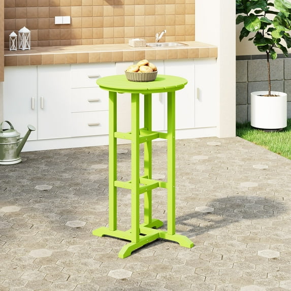 WestinTrends Outdoor 42" Height HDPE Outdoo Bistro Bar Table, Lime