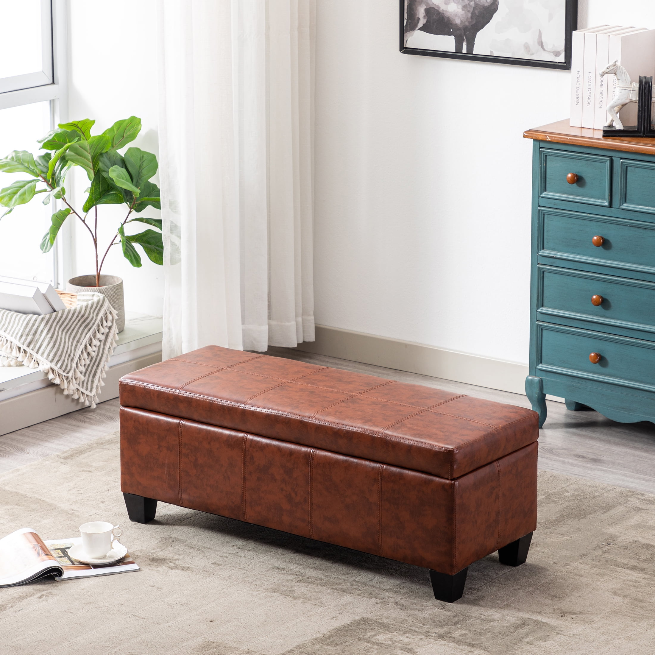 Leather storage bench walmart 2025