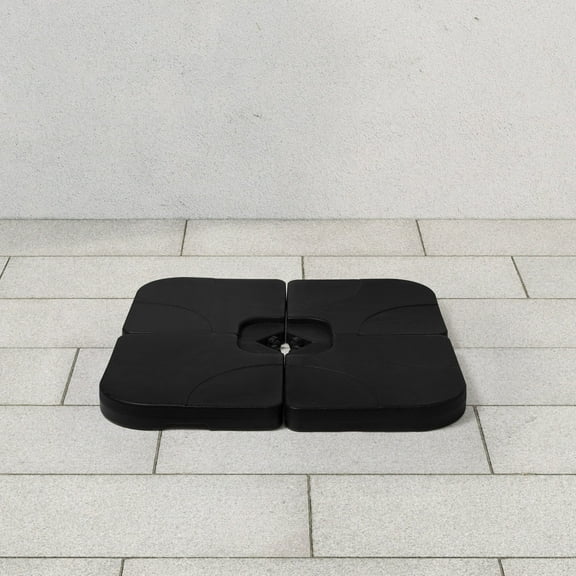 WestinTrends 4PC Universal Plastic Fillable Offset Cantilever Umbrella Base Stand Weights for Outdoor Patio Heavy Duty UV Resistant, Black