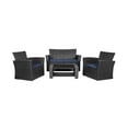 thumbnail image 1 of WestinTrends 4pc Outdoor Furniture Conversation Sofa Set with Loveseat, Cofee Table and Cushions, All Weather UV Resistant Rattan Wicker Patio Chairs, Black/Navy Blue, 1 of 8