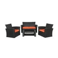 thumbnail image 1 of WestinTrends 4pc Outdoor Furniture Conversation Sofa Set with Loveseat, Cofee Table and Cushions, All Weather UV Resistant Rattan Wicker Patio Chairs, Black/Orange, 1 of 8