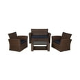 thumbnail image 1 of WestinTrends 4pc Outdoor Furniture Conversation Sofa Set with Loveseat, Cofee Table and Cushions, All Weather UV Resistant Rattan Wicker Patio Chairs, Brown/Navy Blue, 1 of 10