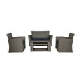 thumbnail image 1 of WestinTrends 4pc Outdoor Furniture Conversation Sofa Set with Loveseat, Cofee Table and Cushions, All Weather UV Resistant Rattan Wicker Patio Chairs, Gray/Navy Blue, 1 of 7