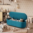 thumbnail image 1 of WestinTrends 54" Wide Mid-Century Modern Upholstered Velvet Tufted Oval Storage Ottoman Bench, Teal, 1 of 2