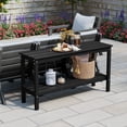 thumbnail image 1 of WestinTrends 55" Outdoor Patio HDPE Adirondack 2-Tier Shelf Console Table, Black, 1 of 16
