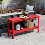 WestinTrends 55" Outdoor Patio HDPE Adirondack 2-Tier Shelf Console Table, Red