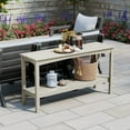 thumbnail image 1 of WestinTrends 55" Outdoor Patio HDPE Adirondack 2-Tier Shelf Console Table, Sand, 1 of 16