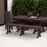 WestinTrends 65 Outdoor Dining Trestle Bench, All Weather Resistant hdpe Patio Seat, Dark Brown