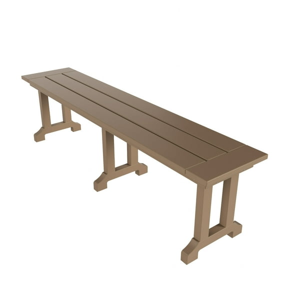 WestinTrends 65" Outdoor Dining Trestle Bench, All Weather Resistant hdpe Patio Seat Weathered Wood