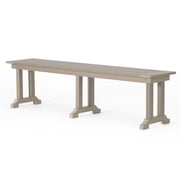 WestinTrends 65" Outdoor Dining Trestle Bench, All Weather Resistant hdpe Patio Seat Weathered Wood