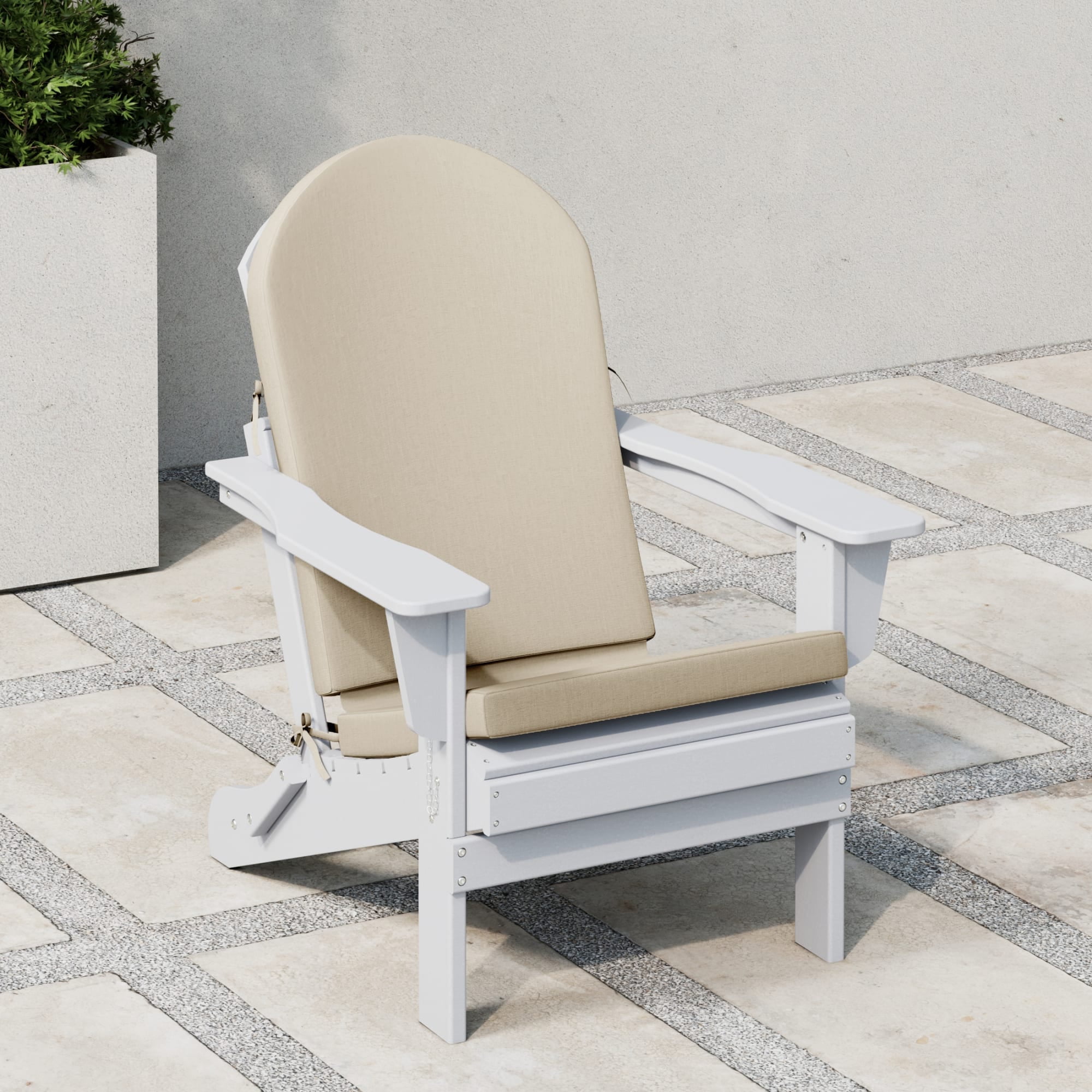 WestinTrends Cozy Beige Adirondack Chair Cushion, Weather Resistant Outdoor Patio Rocking Chair Seat Pad for Lawn