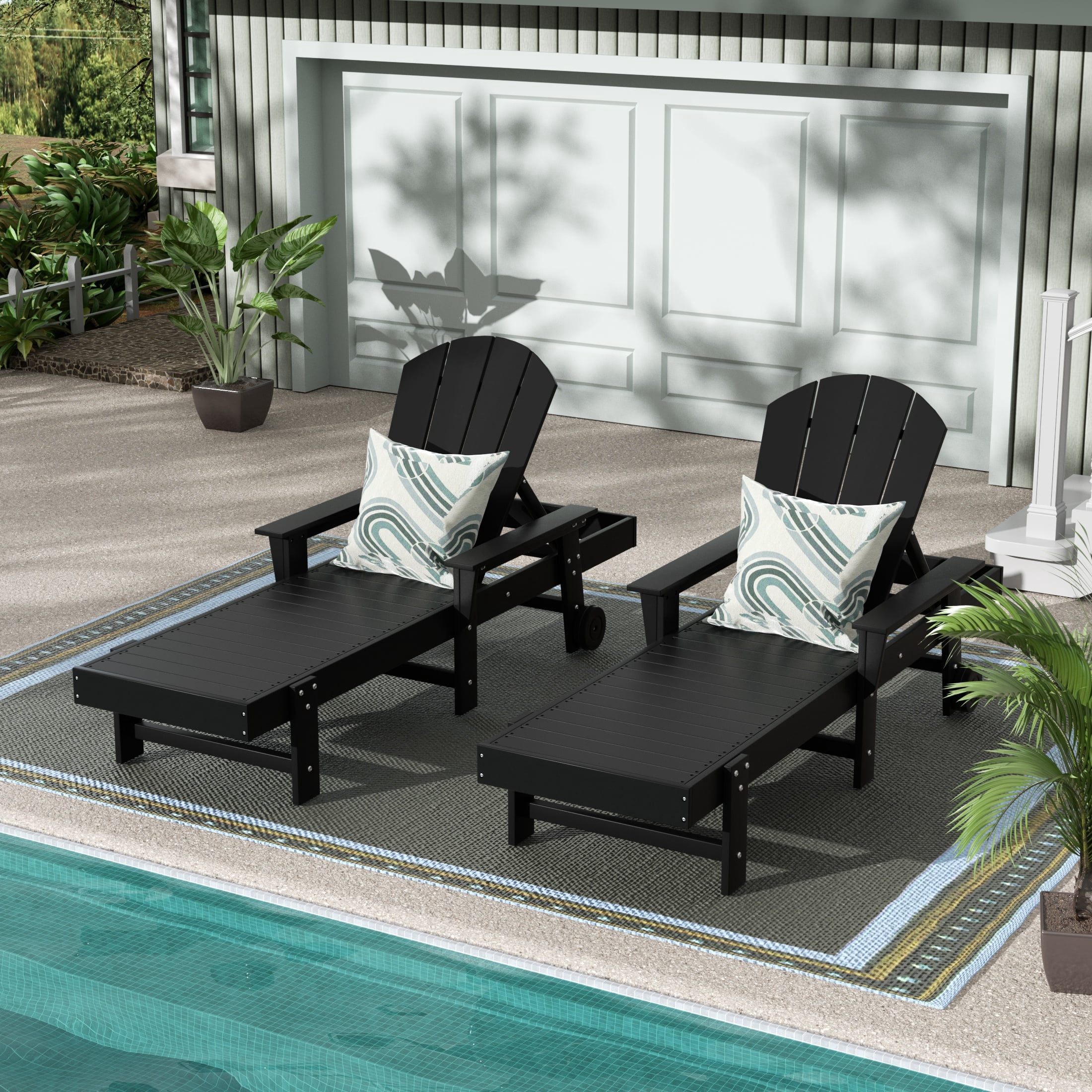 WestinTrends Adirondack Poly Reclining Chaise Lounge With Arms & Wheels