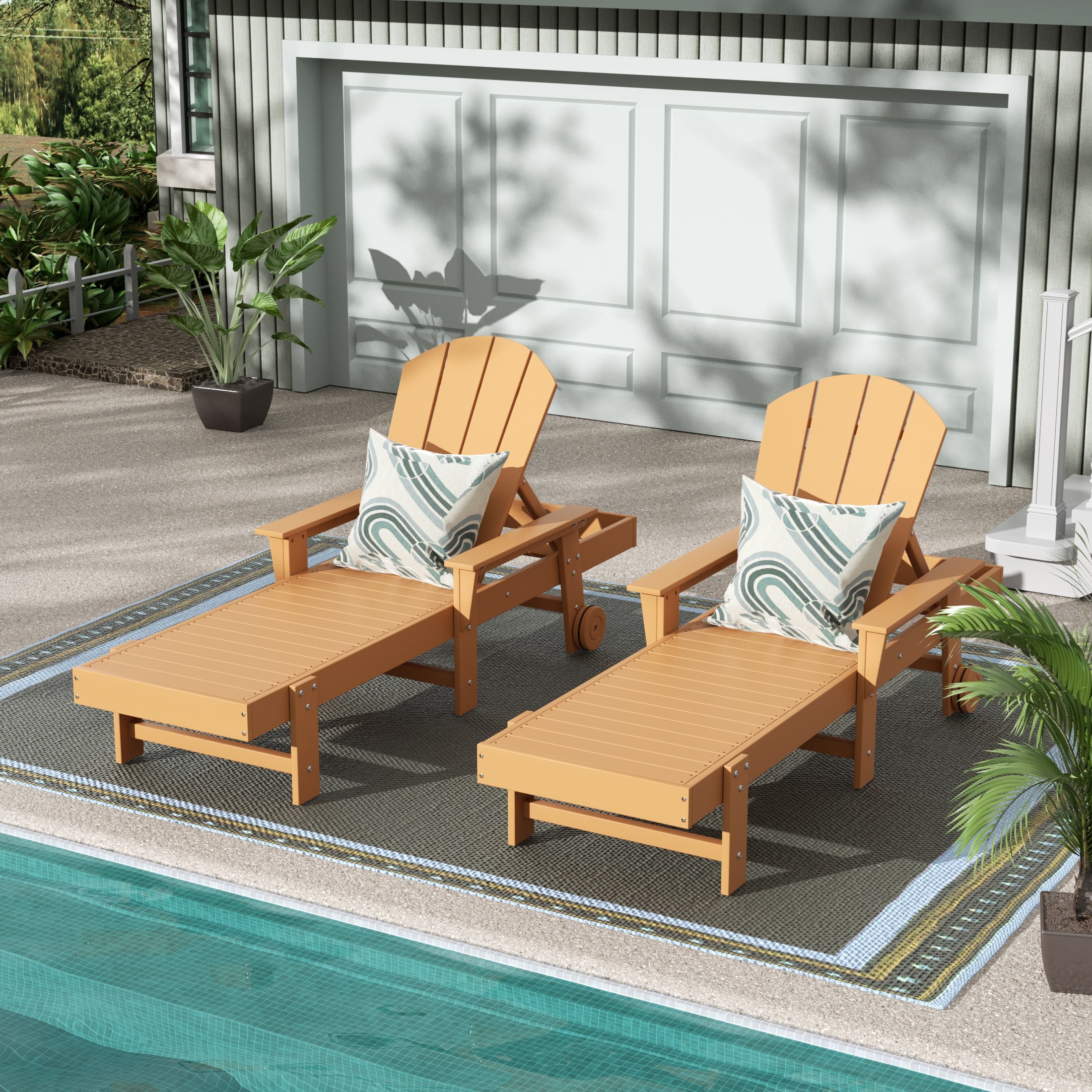 WestinTrends Adirondack Poly Reclining Chaise Lounge With Arms & Wheels