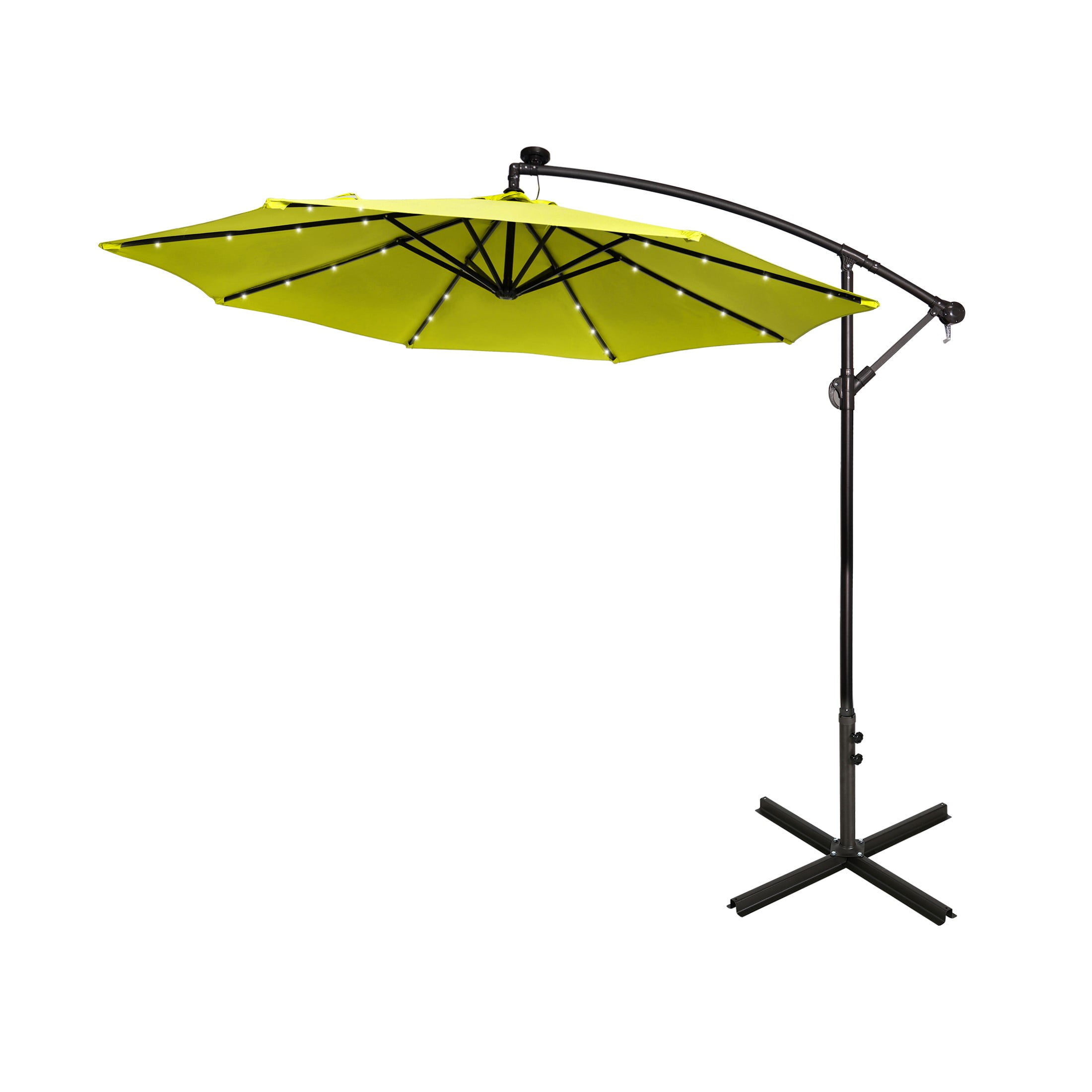 Lime Green 10 Ft Cantilever Patio Umbrella with Solar LED Lights