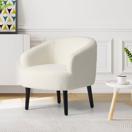 WestinTrends Alexandria 29" Wide Mid Century Modern Club Barrel Accent Armchair, Cream