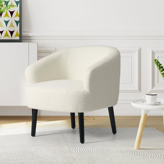 WestinTrends Alexandria 29" Wide Mid Century Modern Club Barrel Accent Armchair, Cream