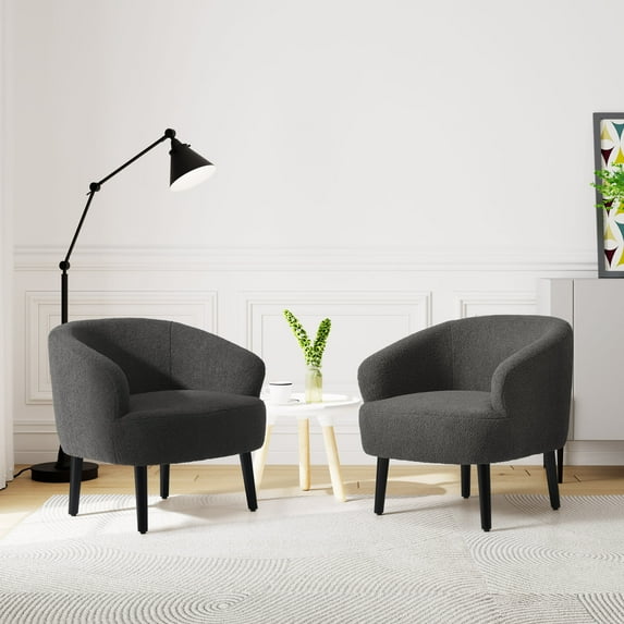 WestinTrends Alexandria 29" Wide Mid Century Modern Club Barrel Accent Armchair, Set of Two, Charcoal Gray