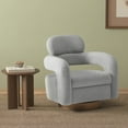 thumbnail image 1 of WestinTrends Alexandria Mid-Century Modern Sherpa Swivel Barrel Accent Chair, Light Gray, 1 of 7