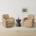 thumbnail image 1 of WestinTrends Alexandria Mid-Century Modern Sherpa Swivel Barrel Accent Chair (Set of 2), Camel, 1 of 7