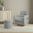 thumbnail image 1 of WestinTrends Alexandria Mid-Century Modern Sherpa Swivel Barrel Accent Chair With Storage Ottoman, Light Gray, 1 of 7