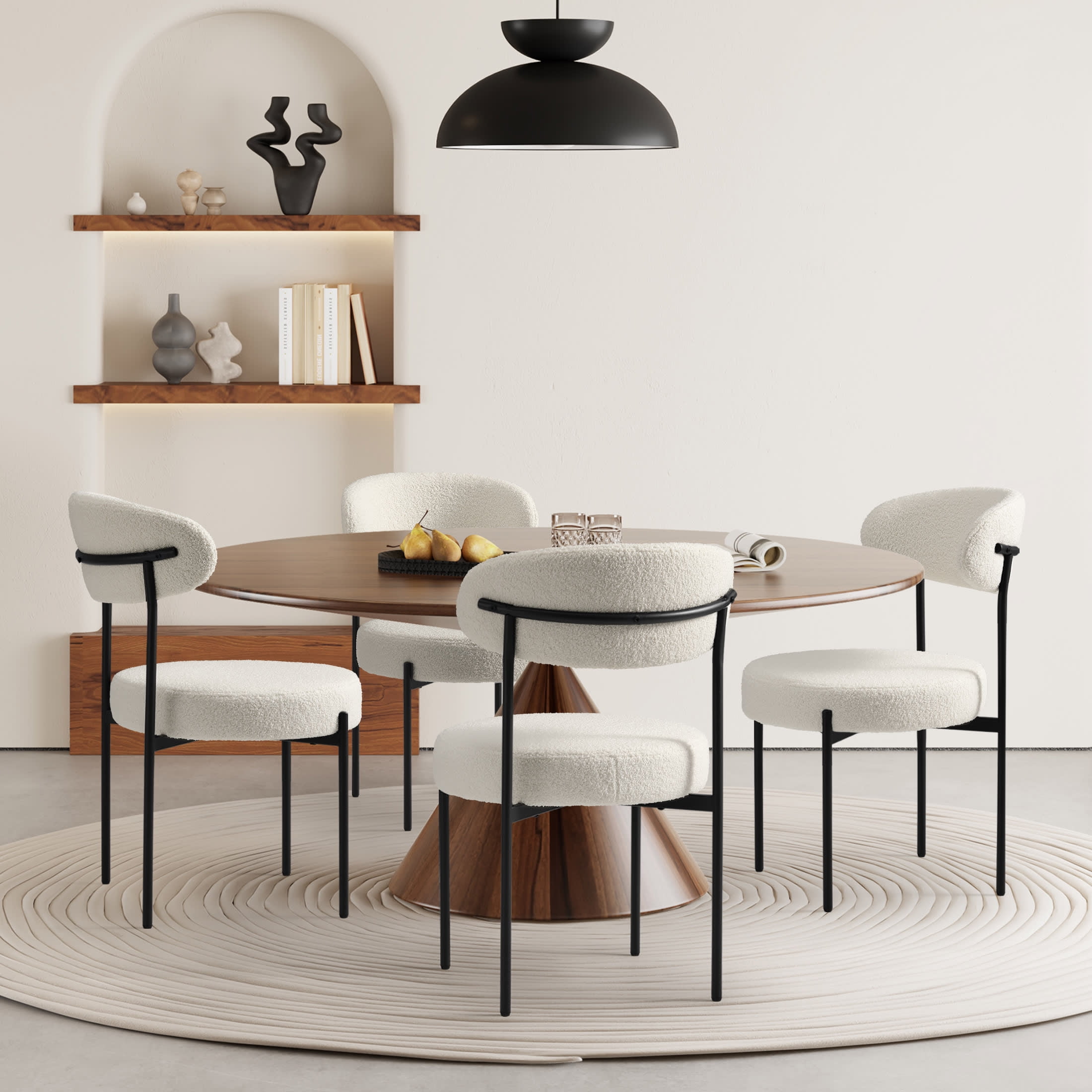 WestinTrends Alexandria Mid-Century Modern Upholstered Sherpa Round ...