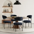thumbnail image 1 of WestinTrends Alexandria Mid-Century Modern Upholstered Sherpa Round Dining Chairs (Set of 4), Navy Blue, 1 of 11