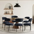 thumbnail image 1 of WestinTrends Alexandria Mid-Century Modern Upholstered Sherpa Round Dining Chairs (Set of 6), Navy Blue, 1 of 11