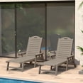 thumbnail image 1 of WestinTrends Aruba Outdoor HDPE Patio Chaise Lounges With Wheels & Cup Holder (Set of 2), Weathered Wood, 1 of 17