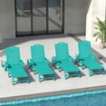 thumbnail image 1 of WestinTrends Aruba Outdoor HDPE Patio Chaise Lounges With Wheels & Cup Holder (Set of 4), Turquoise, 1 of 17
