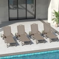 thumbnail image 1 of WestinTrends Aruba Outdoor HDPE Patio Chaise Lounges With Wheels & Cup Holder (Set of 4), Weathered Wood, 1 of 17