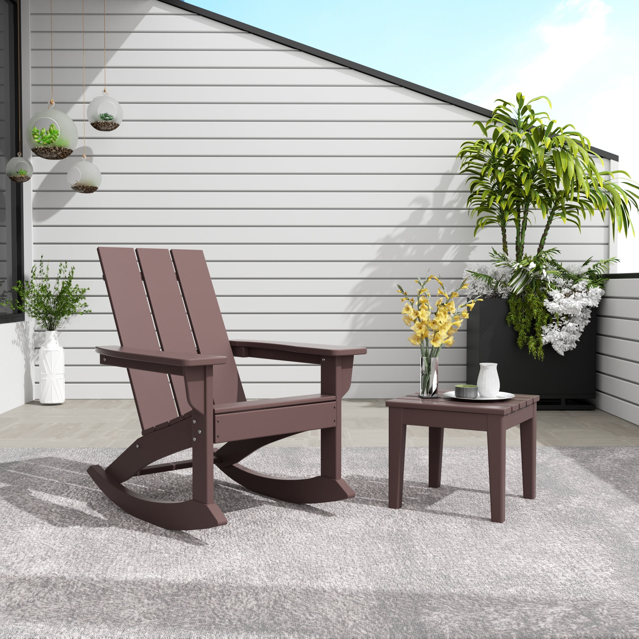 WestinTrends Ashore 2 Piece Patio Rocking Chair Set, All Weather Poly ...