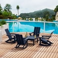 thumbnail image 1 of WestinTrends Ashore 5 Piece Patio Rocking Chair Set, All Weather Poly Lumber Adirondack Rocker Conversation Set Porch Patio Chairs Set of 4 with Low Coffee Table, Navy Blue, 1 of 10