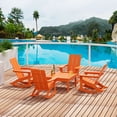 thumbnail image 1 of WestinTrends Ashore 5 Piece Patio Rocking Chair Set, All Weather Poly Lumber Adirondack Rocker Conversation Set Porch Patio Chairs Set of 4 with Low Coffee Table, Orange, 1 of 10