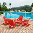 thumbnail image 1 of WestinTrends Ashore 5 Piece Patio Rocking Chair Set, All Weather Poly Lumber Adirondack Rocker Conversation Set Porch Patio Chairs Set of 4 with Low Coffee Table, Red, 1 of 10