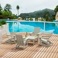 thumbnail image 1 of WestinTrends Ashore 5 Piece Patio Rocking Chair Set, All Weather Poly Lumber Adirondack Rocker Conversation Set Porch Patio Chairs Set of 4 with Low Coffee Table, Sand, 1 of 10