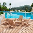 thumbnail image 1 of WestinTrends Ashore 5 Piece Patio Rocking Chair Set, All Weather Poly Lumber Adirondack Rocker Conversation Set Porch Patio Chairs Set of 4 with Low Coffee Table, Teak, 1 of 10