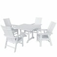 thumbnail image 1 of WestinTrends Ashore 5 Pieces Adirondack Patio Dining Set, All Weather Poly Lumber Slatted Modern Farmhouse Outdoor Furniture Set, 43" Trestle Square Table and 4 Adirondack Dining Chair, White, 1 of 8