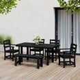 thumbnail image 1 of WestinTrends Ashore 6-Piece Outdoor HDPE Patio Dining Table Set with Bench, Black, 1 of 13