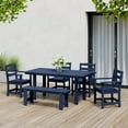 thumbnail image 1 of WestinTrends Ashore 6-Piece Outdoor HDPE Patio Dining Table Set with Bench, Navy Blue, 1 of 9