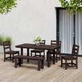 thumbnail image 1 of WestinTrends Ashore 6-Piece Outdoor HDPE Rectangular Patio Dining Table Set with Bench, Dark Brown, 1 of 6