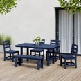 thumbnail image 1 of WestinTrends Ashore 6-Piece Outdoor HDPE Rectangular Patio Dining Table Set with Bench, Navy Blue, 1 of 11
