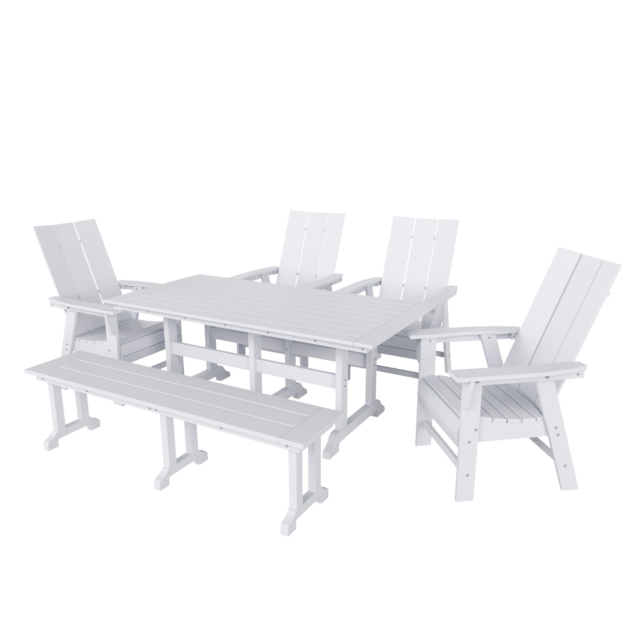 WestinTrends Ashore 6 Pieces Adirondack Patio Dining Set with Bench