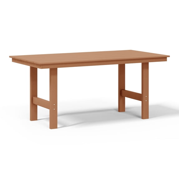 WestinTrends Ashore 66″ All-Weather Poly Lumber Rectangle Dining Table for 6, Modern Outdoor Patio Table, Teak